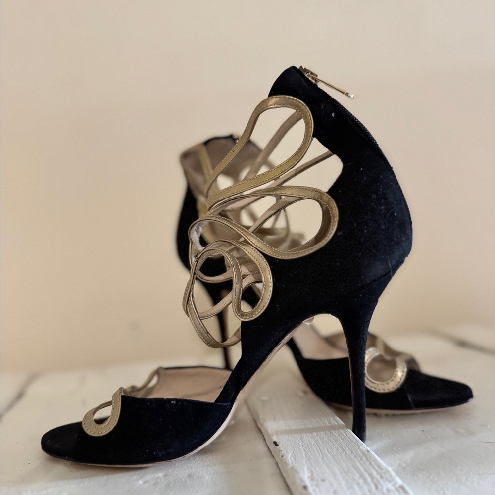 LK Bennett Erika Black & Gold Heels EU 37